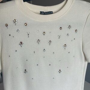 ZARA cream embellished top